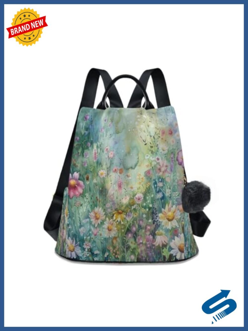 Floral Anti-theft Backpack Purse Women's Polyester Shoulder Bag